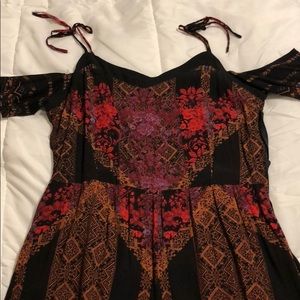 Floral paisley tribal print off shoulder romper